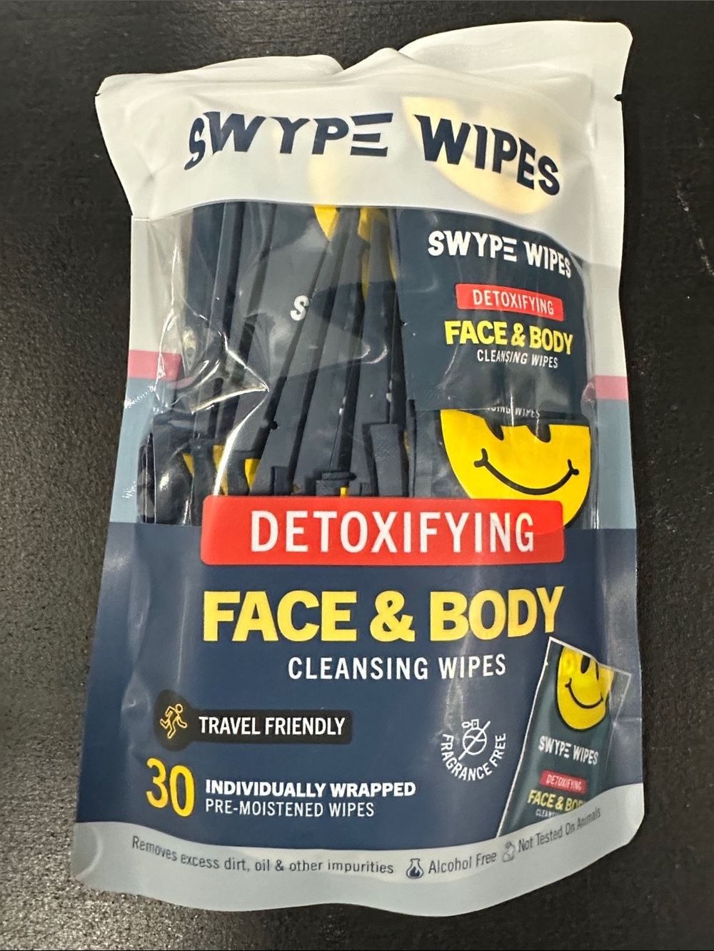Swype Wipes Detoxifying Face & Body Cleansing Wipes - Navy & Yellow